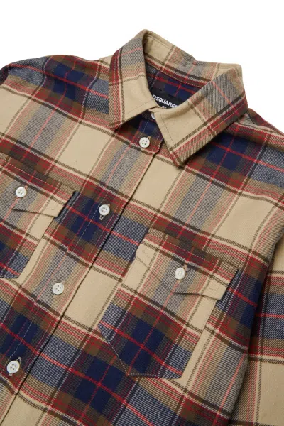 Dsquared2 Check-pattern Logo-plaque Shirt In Multi