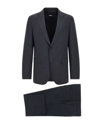 Hugo Boss Micro-texture Single-breasted Suit In Blue