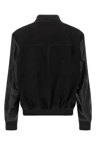 Hugo Boss Textured Microfiber Bomber Jacket In Black