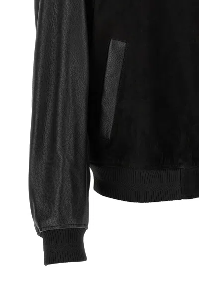 Hugo Boss Textured Microfiber Bomber Jacket In Black