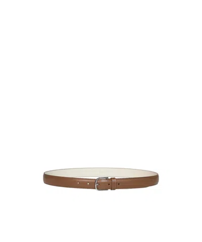 Totême Solid Color Slim Leather Belt In Tiramisu
