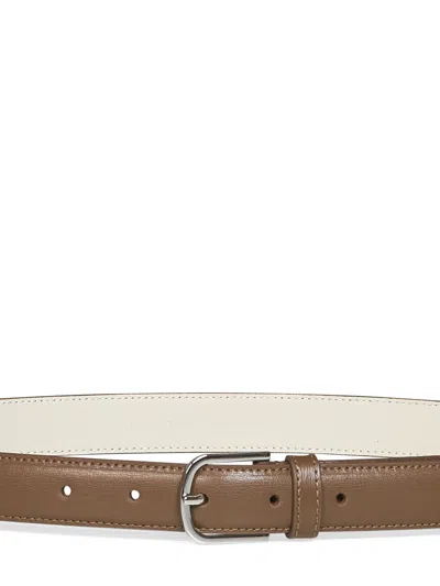 Totême Solid Color Slim Leather Belt In Tiramisu