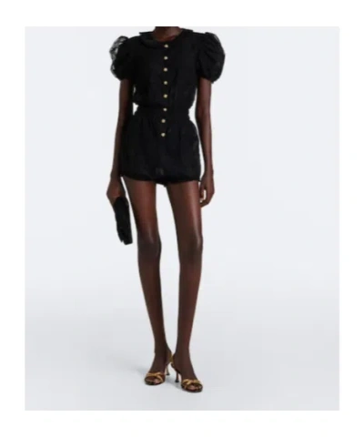 Alessandra Rich Lace Romper In Black