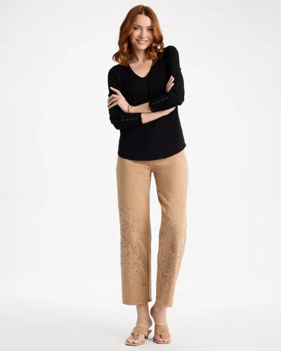 Chico's Ella V-neck Pullover Sweater In Black In Black