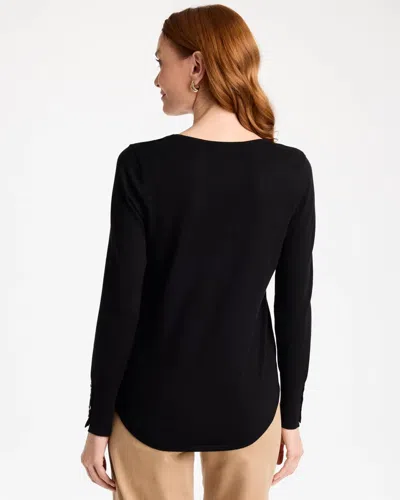 Chico's Ella V-neck Pullover Sweater In Black In Black