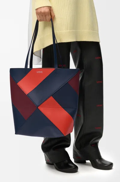 Loewe Medium Puzzle Fold Tote In Classic Leather Skin For Woman In Multi