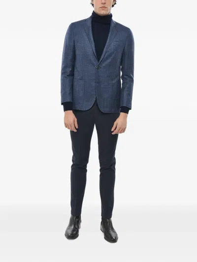 Corneliani Single-breasted Patch-pocket Blazer In Blue