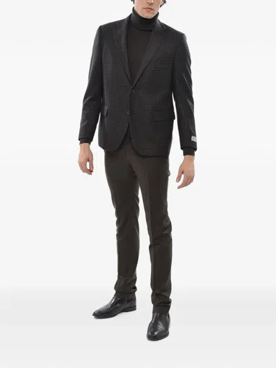 Corneliani Checked Blazer In Brown