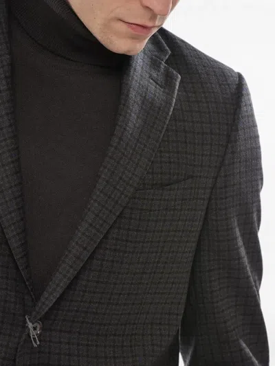 Corneliani Checked Blazer In Brown