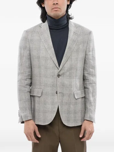 Corneliani Check-pattern Single-breasted Blazer In Grey