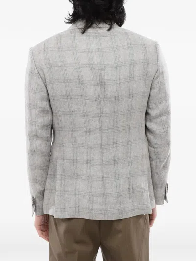 Corneliani Check-pattern Single-breasted Blazer In Grey