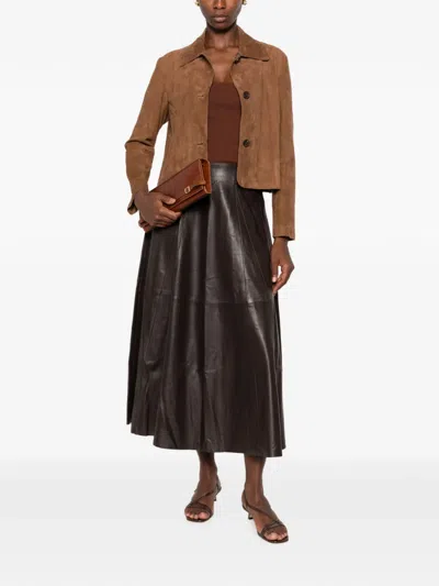 Arma Suede Button-front Jacket In Brown