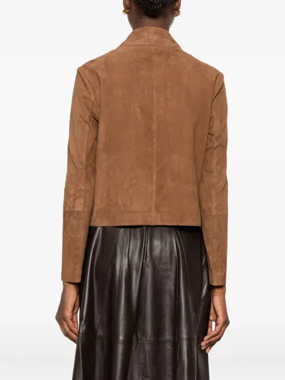 Arma Suede Button-front Jacket In Brown