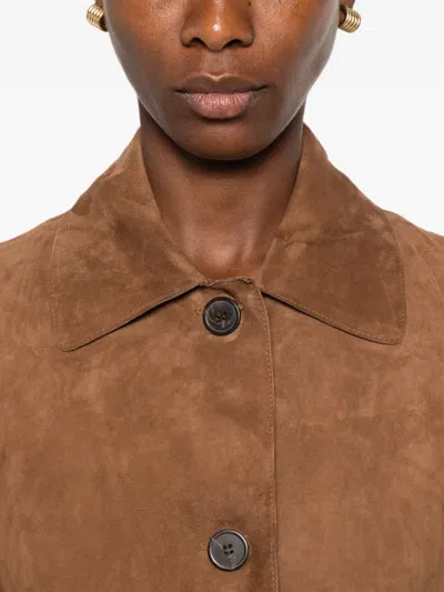 Arma Suede Button-front Jacket In Brown