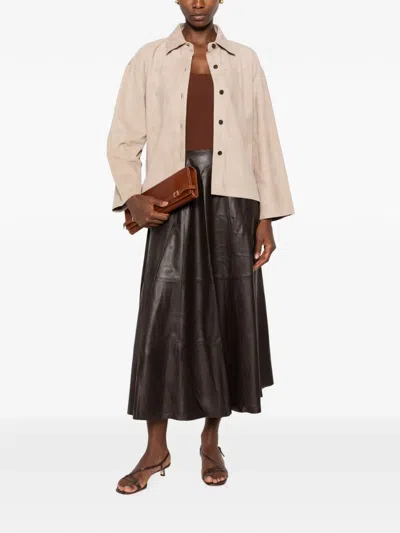 Arma Suede Button-front Jacket In Brown
