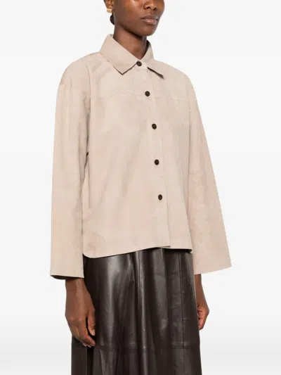 Arma Suede Button-front Jacket In Brown