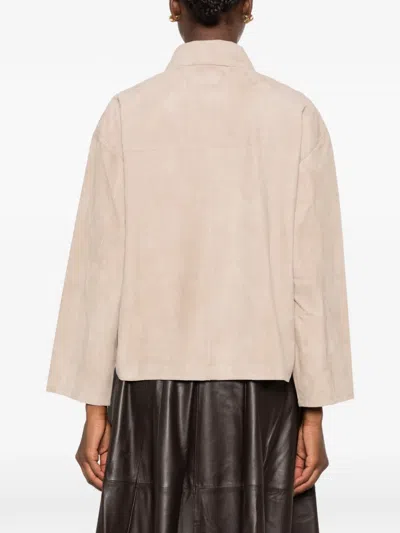 Arma Suede Button-front Jacket In Brown