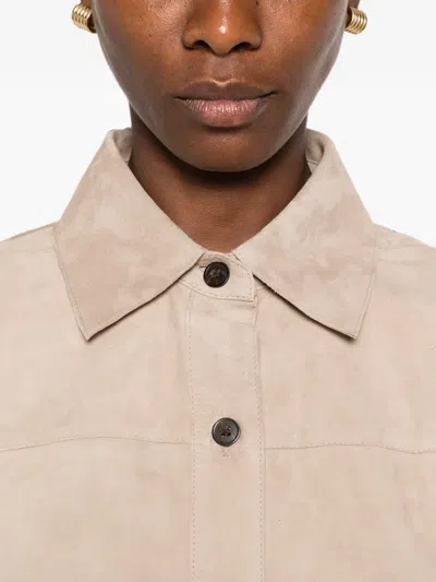 Arma Suede Button-front Jacket In Brown