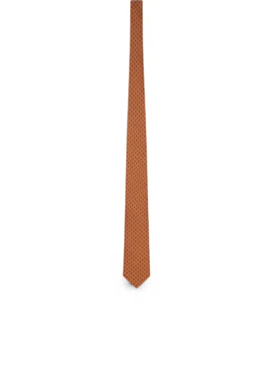 Lardini Patterned Silk Tie In Brown
