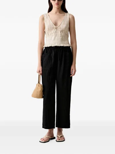 Benetton Drawstring Patch-pocket Trousers In Black