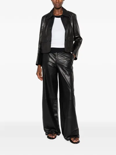 Arma Leather Button-up Jacket In Black