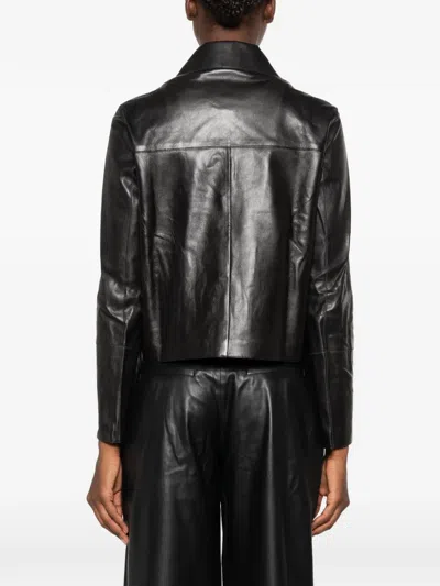 Arma Leather Button-up Jacket In Black