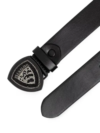Blauer Embellished Shield-plaque Belt In Black