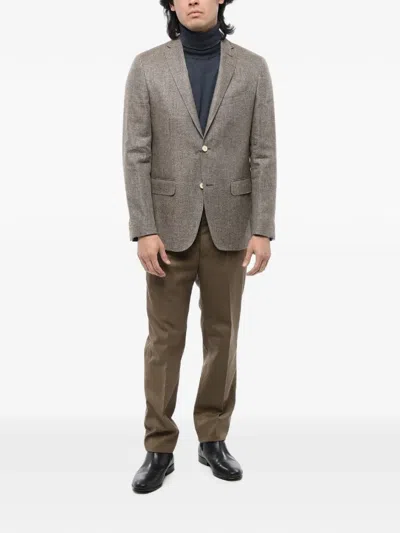 Corneliani Single-breasted Flap-pocket Blazer In Gray