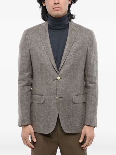Corneliani Single-breasted Flap-pocket Blazer In Gray