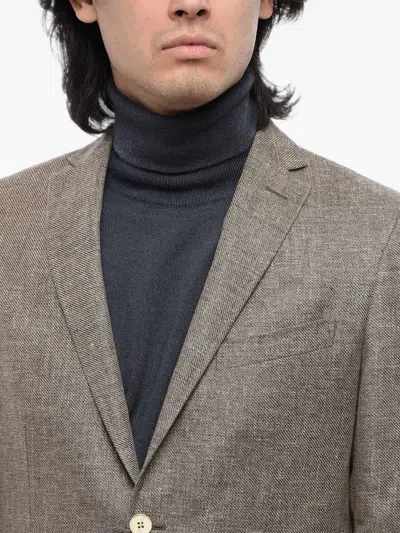 Corneliani Single-breasted Flap-pocket Blazer In Gray