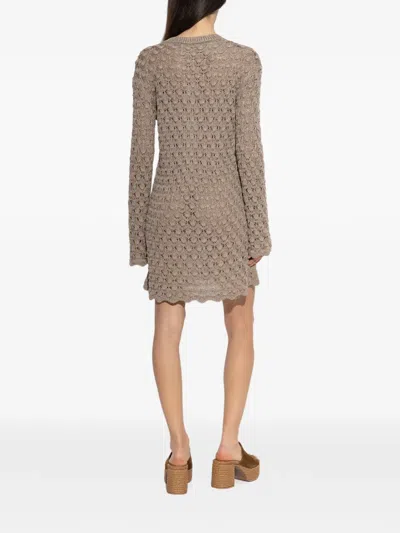 Akep Openwork Mini Dress In Brown
