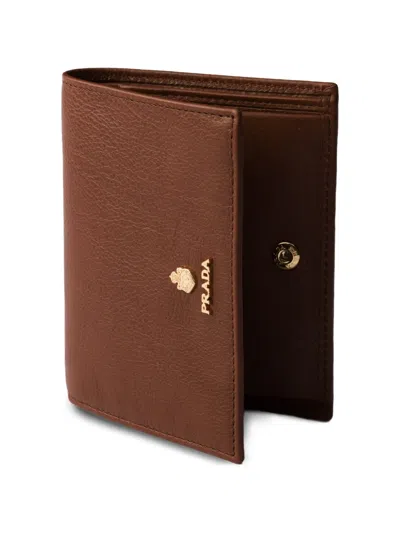 Prada Small Leather Wallet In Brown