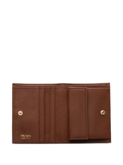 Prada Small Leather Wallet In Brown