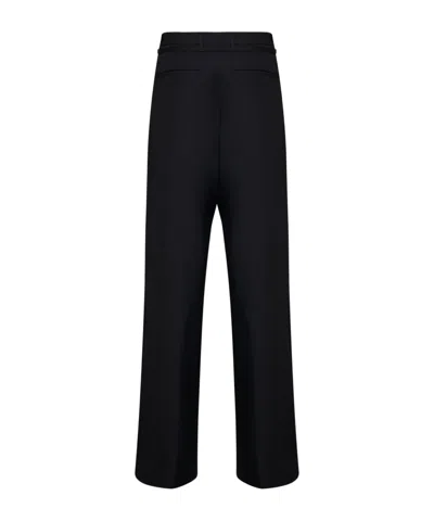 Dries Van Noten Peacha Tailored Pants Pleated Front Belt In Blue