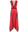 GUCCI Pleated floor-length dress with lace