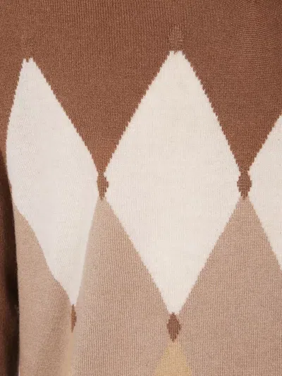 Ballantyne V Neck Pullover Argyle Pattern Knit In Red
