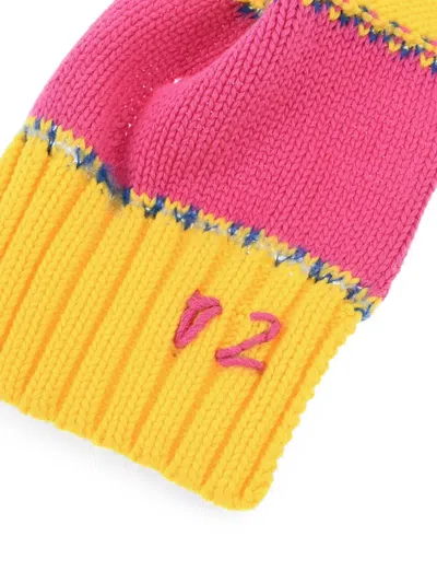 Dsquared2 Striped Distressed-effect Scarf In Yellow