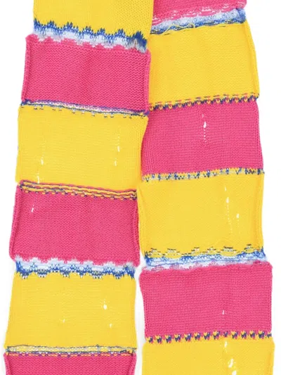 Dsquared2 Striped Distressed-effect Scarf In Yellow