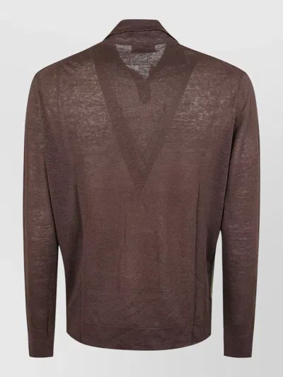 Ballantyne Polo Neck Pullover With Diamond Pattern Detailing In Brown
