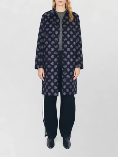 Tory Burch Reversible Double-faced Wool Jacket With T Monogram In Blue