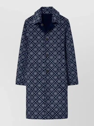 Tory Burch Reversible Double-faced Wool Jacket With T Monogram In Blue