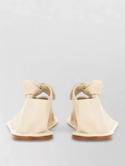 Hereu Neutrals Llasada Pointed Knotted Strap Flats In Neutral