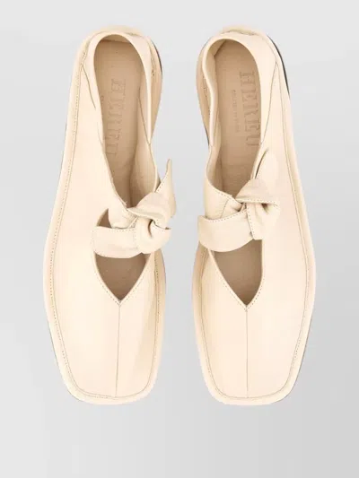 Hereu Neutrals Llasada Pointed Knotted Strap Flats In Neutral