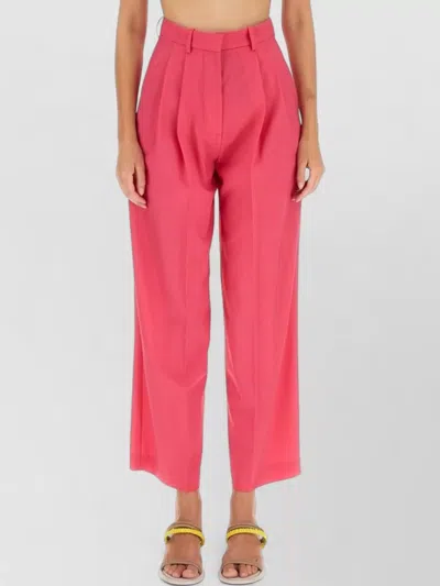Alysi High-waisted Wool Pants With Pleated Front In Pink