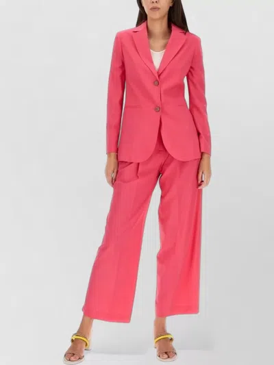 Alysi High-waisted Wool Pants With Pleated Front In Pink