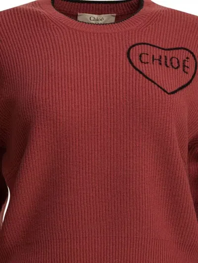 Chloé Short And Fitting Pullover With Wool Logo In Pink