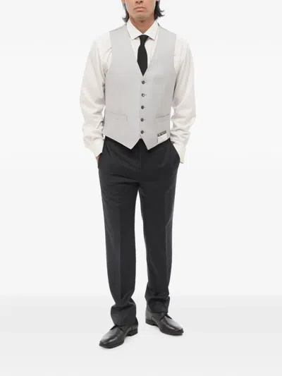 Corneliani Light Grey Solid Waistcoat In Transparent