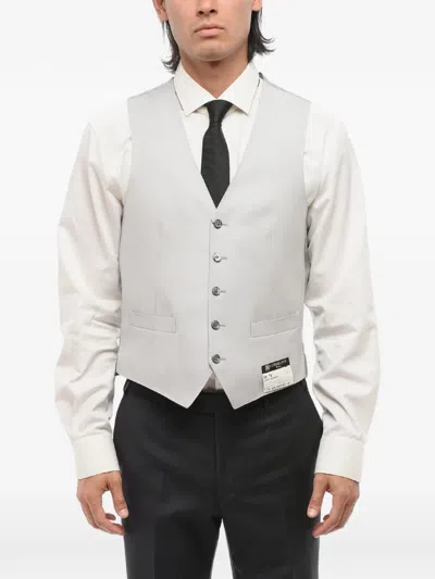 Corneliani Light Grey Solid Waistcoat In Transparent