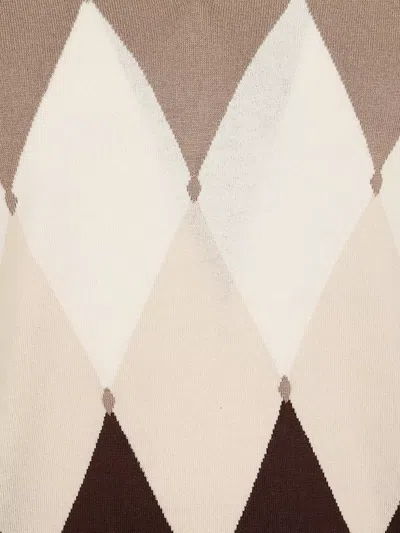 Ballantyne V-neck Pullover With Iconic Diamond Pattern In Multi