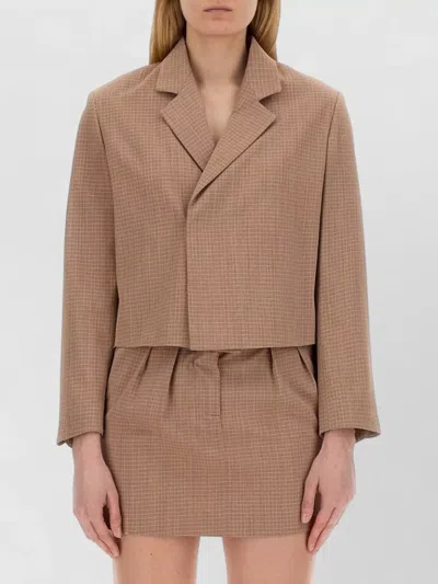 Alysi Short Jacket Single Breasted Notched Lapels In Brown